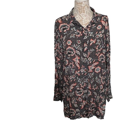 J JILL Marvelflor Women's Tunic Shirt Long Sleeve Button-Up, Size M - Picture 2 of 7